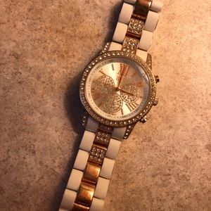 BKE white and rose gold watch